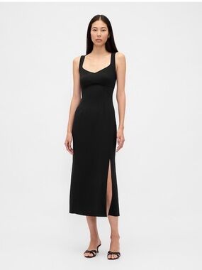 high neck red midi dress Red Halter Neck Mesh Midi Dress With Open Back